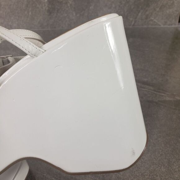 Wild Pair Merina Strappy Sandals Platform Wedge White Patent 10 M Chunky Shoes - Picture 9 of 14